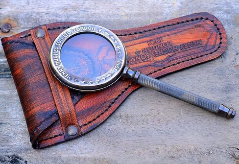 حافظة جلد هنري لندن العتيقة من انتيكليسيوس، عدسة مكبرة محمولة باليد مصنوعة من النحاس الأصفر بجودة عالية للجميع in Kuwait