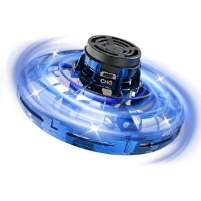 Black Hand Operated Mini Drones for Kids, Cool Magic UFO Flying Orb Ball Toy, Hover Boomerang Fidget Spinner with Lights, Indoor Outdoor Christmas Birthday Gifts for Boys Girls Teens 8 9 10+