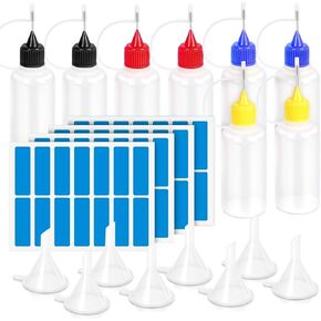 زجاجات وضع المكياج ذات الطرف الدقيق 50 مل، زجاجات غراء YGDZ 8 قطع من أجل صناعة بطاقات الحبر اللوحة، تتضمن 56 قطعة ملصق، 8 قطع قمع صغيرة in Kuwait