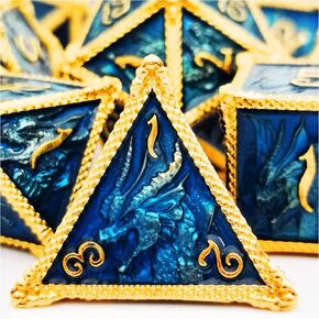 MJDICEOK Dice DND Metal Dragon Set النرد 7 دور لعب النرد D&D النرد الصلب الزنزانات والتنينات (حديد عتيق)