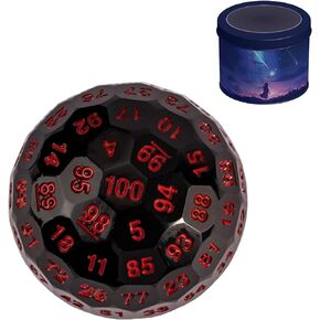 Upgraded D100 Dice, Single 100 Sided Polyhedral Dice D100 Die 50mm, D&D Dice D100 Game Dice, 100 Sided Cube with Metal Storage Tin(T Purple/Blue Font)