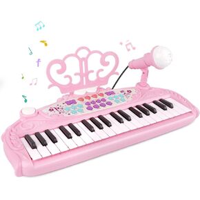 ألعاب لوحة مفاتيح البيانو للأطفال من M SANMERSEN للفتيات بعمر 3 سنوات فما فوق، 37 مفتاح بيانو للأطفال مع مقعد وميكروفون، لوحات مفاتيح إلكترونية، ألعاب تعليمية موسيقية، هدايا عيد ميلاد للفتيات بعمر 3-6 سنوات، وردي in Kuwait
