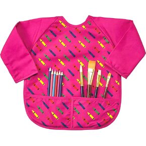 Kids Art Smock Apron Premium Long Sleeve Waterproof Bib for Painting and Eating