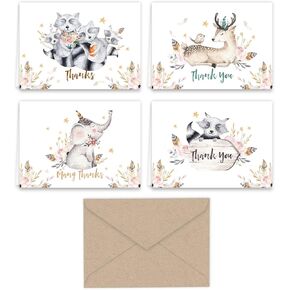 بطاقات ملاحظات من Paper Frenzy Woodland Animals شكرًا لك وأظرف كرافت، 24 حزمة in Kuwait