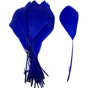 50pcs Colorful Goose Stripped Coque Feathers for Hat Crafts DIY Wedding Party Decorations Accessories 5-7 inches (Assorted Colors)