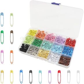 1000Pcs Colored Safety Pins Bulk Sewing Pins Nickel-Plated Metal Safety Pins for Sewing, Art Craft, Jewelry Making, Knitting Stitch Marker（Black, 22mm）