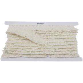 Beige Color 6 Yards Cotton Fringe Tassel Trim for DIY Decoration (1 Inch)