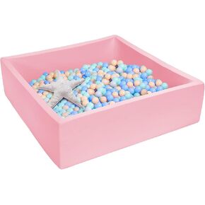 حفرة كرة إسفنجية مربعة من UHAPPYEE للأطفال الصغار، حوض سباحة ذو كرة ناعمة مقاس 120 × 120 × 35 سم مع غطاء قابل للإزالة، قفص لعب إسفنجي ذو ذاكرة داخلية بدون كرات (أبيض) in Kuwait