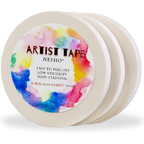 Artist Tape for Drafting Art, 3 Pack Acid-Free White Masking Tape for Watercolor Painting Canvas Framing, 0.6inch Wide 540FT Long Total in Saudi Arabia