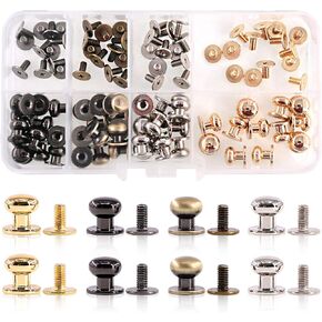 Swpeet 30Sets Sliver 8x10x10mm Chicago Screws Round Head Button Stud Slotted Screws Nail Rivet Leather Rivets Craft Belt for DIY Craft Leather Craft Repairs Decoration in Kuwait