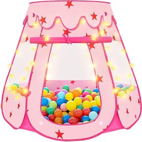 خيمة الأميرة كيدامي مقاس 55 بوصة × 53 بوصة بيت لعب كبير للأطفال، خيمة باربي قلعة وردية، خيمة لعب للأطفال الصغار مع أضواء النجوم وحقيبة حمل، هدايا عيد ميلاد وألعاب للفتيات في الداخل والخارج in Kuwait