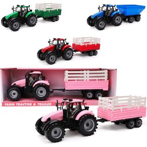 Toyland® Friction Powered Farm Tractor with Trailer - Childrens Farm Toys (Blue Tractor & Trailer) in Saudi Arabia