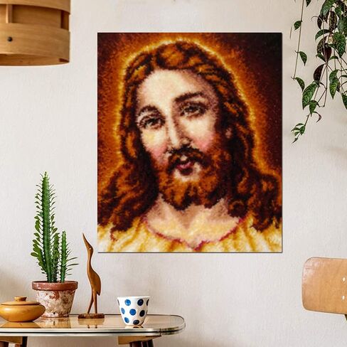 DEAR MODEL Latch Hook Craft Kit Large for Beginners, Embroidery Latch Hook Rug with pre-Printed Pattern DIY Crafting Arts,43.3X29.5in (Jesus) in Kuwait