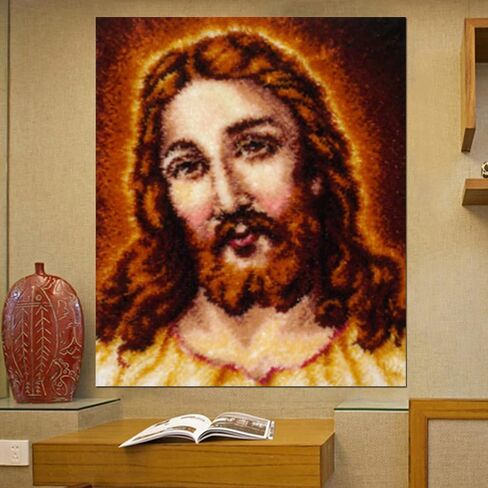 DEAR MODEL Latch Hook Craft Kit Large for Beginners, Embroidery Latch Hook Rug with pre-Printed Pattern DIY Crafting Arts,43.3X29.5in (Jesus) in Kuwait