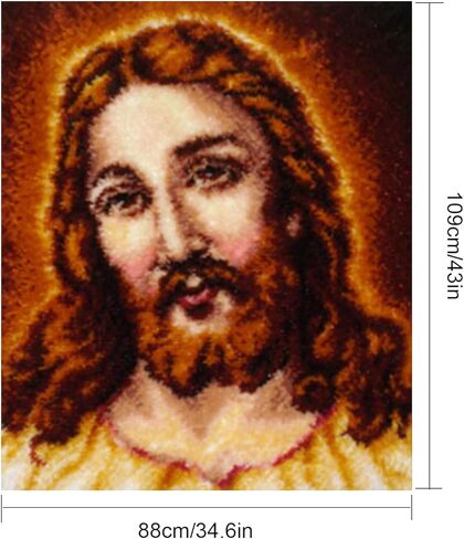 DEAR MODEL Latch Hook Craft Kit Large for Beginners, Embroidery Latch Hook Rug with pre-Printed Pattern DIY Crafting Arts,43.3X29.5in (Jesus) in Kuwait