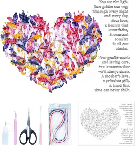 Uniquilling Mother‘s Day Gifts Quilling Kits Paper Quilling Kit for Adults Beginner, Mother Day Decorations, Gift for Mom, 16 * 20in- Basic in Saudi Arabia