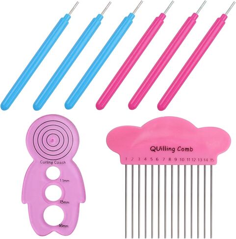 مجموعة ادوات لف الورق، 6 قطع من ادوات لف الورق المشقوقة، قطعة واحدة من مدرب لف التجعيد وقطعة واحدة من مشط اللف لمشاريع الورق الحرفية اليدوية in Kuwait