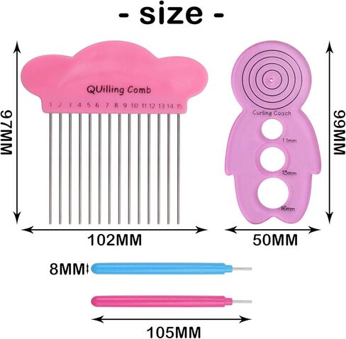 مجموعة ادوات لف الورق، 6 قطع من ادوات لف الورق المشقوقة، قطعة واحدة من مدرب لف التجعيد وقطعة واحدة من مشط اللف لمشاريع الورق الحرفية اليدوية in Kuwait