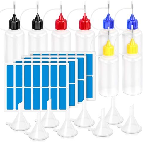 زجاجات وضع المكياج ذات الطرف الدقيق 50 مل، زجاجات غراء YGDZ 8 قطع من أجل صناعة بطاقات الحبر اللوحة، تتضمن 56 قطعة ملصق، 8 قطع قمع صغيرة in Kuwait