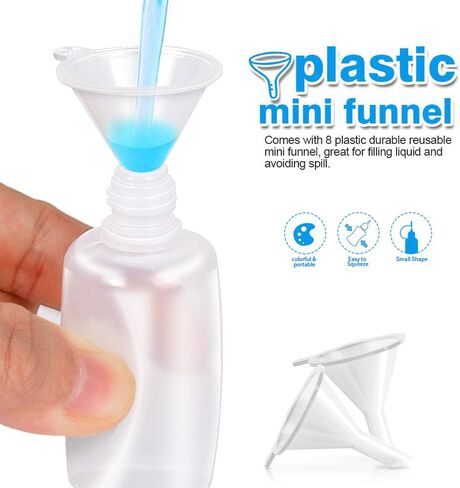 زجاجات وضع المكياج ذات الطرف الدقيق 50 مل، زجاجات غراء YGDZ 8 قطع من أجل صناعة بطاقات الحبر اللوحة، تتضمن 56 قطعة ملصق، 8 قطع قمع صغيرة in Kuwait