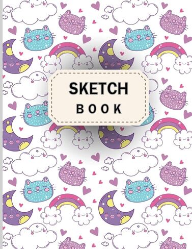 Sketchbook: Cute Cats Kawaii Large Sketch book and Notebook for Girls and Artist Kids To Drawing and Sketching or Doodling, 110 Pages of "8.5x11" (cat and rainbow cover) in Saudi Arabia