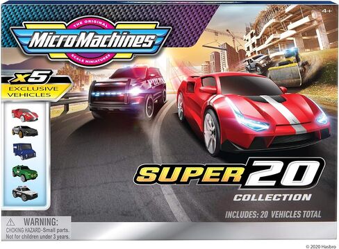 Micro Machines Super 20 Pack – Toy Car Collection, Features 20 Vehicles (Tractor, Police Car, Tow Truck, Backhoe, Bulldozer, Mail Truck & More) - Amazon Exclusive in Kuwait