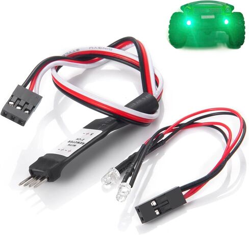 ARFIOWWY 1/24th RC الضوء الأمامي الأخضر LED المصابيح الأمامية مع التحكم في الضوء لمحوري Scx24 AXI00004 B-17 ترقية سيارة الزاحف in Kuwait