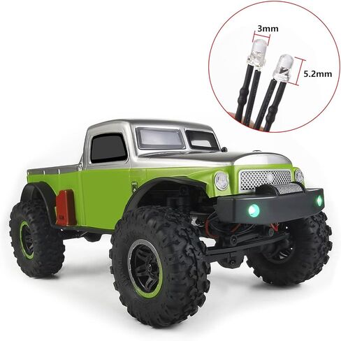 ARFIOWWY 1/24th RC الضوء الأمامي الأخضر LED المصابيح الأمامية مع التحكم في الضوء لمحوري Scx24 AXI00004 B-17 ترقية سيارة الزاحف in Kuwait