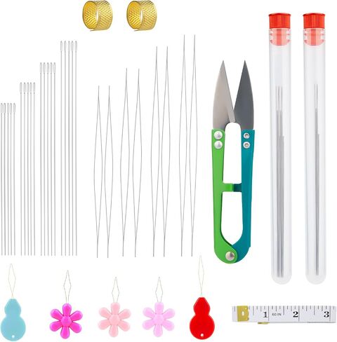 SAVITA 37pcs Beading Needles,Beading Needles Set for Jewelry Making, Stainless Steel Beading Needles Tools Lightweight for Bracelets Necklaces Rings Making for Sewing DIY Crafts in Saudi Arabia