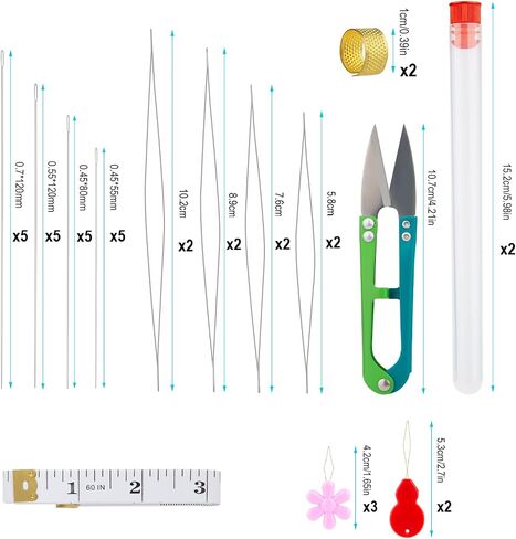 SAVITA 37pcs Beading Needles,Beading Needles Set for Jewelry Making, Stainless Steel Beading Needles Tools Lightweight for Bracelets Necklaces Rings Making for Sewing DIY Crafts in Saudi Arabia