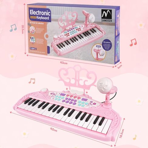 ألعاب لوحة مفاتيح البيانو للأطفال من M SANMERSEN للفتيات بعمر 3 سنوات فما فوق، 37 مفتاح بيانو للأطفال مع مقعد وميكروفون، لوحات مفاتيح إلكترونية، ألعاب تعليمية موسيقية، هدايا عيد ميلاد للفتيات بعمر 3-6 سنوات، وردي in Kuwait