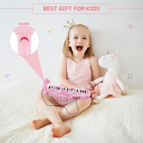 ألعاب لوحة مفاتيح البيانو للأطفال من M SANMERSEN للفتيات بعمر 3 سنوات فما فوق، 37 مفتاح بيانو للأطفال مع مقعد وميكروفون، لوحات مفاتيح إلكترونية، ألعاب تعليمية موسيقية، هدايا عيد ميلاد للفتيات بعمر 3-6 سنوات، وردي in Kuwait