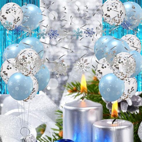 عيد الميلاد الديكور ندفة الثلج مع ندفة الثلج المجمدة شنقا دوامة الديكور شنقا إكليل راية بالون، بهرج هامش الستار لفصل الشتاء العجائب الثلوج المجمدة استحمام الطفل عيد ميلاد الحزب المورد in Kuwait