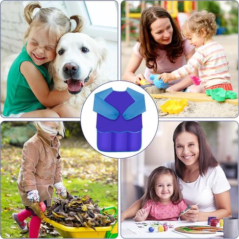 IKAYAS Kids Art Smock، سموك للأطفال مقاومة للماء بأكمام طويلة، سموك فنية للأطفال 3-5، أزرق للأطفال يرسم سموك فنان طفل صغير سموك للمنزل، رياض الأطفال، لوازم الرسم بالمدرسة الابتدائية 3 جيوب in Saudi Arabia