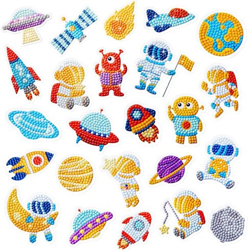 24 قطعة من ملصقات الرسم الماسي على شكل حورية البحر من FEELOOK، مجموعات الرسم الماسي للأطفال 5D DIY الماس الفسيفساء ملصق الحرف الفنية الماسية للأولاد والبنات والكبار والمبتدئين... in Kuwait