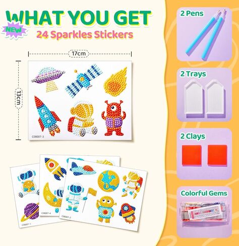 24 قطعة من ملصقات الرسم الماسي على شكل حورية البحر من FEELOOK، مجموعات الرسم الماسي للأطفال 5D DIY الماس الفسيفساء ملصق الحرف الفنية الماسية للأولاد والبنات والكبار والمبتدئين... in Kuwait