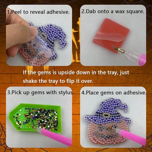 QINGQIU Halloween 5D Diamond Painting Arts and Crafts - Make Your Own Halloween GEM Keychains - for Kids Halloween Crafts Halloween Toys Party Favors Gifts in Kuwait