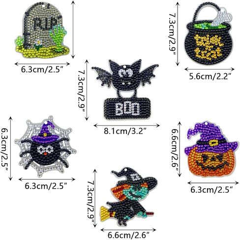 QINGQIU Halloween 5D Diamond Painting Arts and Crafts - Make Your Own Halloween GEM Keychains - for Kids Halloween Crafts Halloween Toys Party Favors Gifts in Kuwait