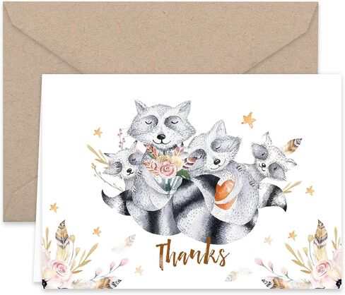 بطاقات ملاحظات من Paper Frenzy Woodland Animals شكرًا لك وأظرف كرافت، 24 حزمة in Kuwait
