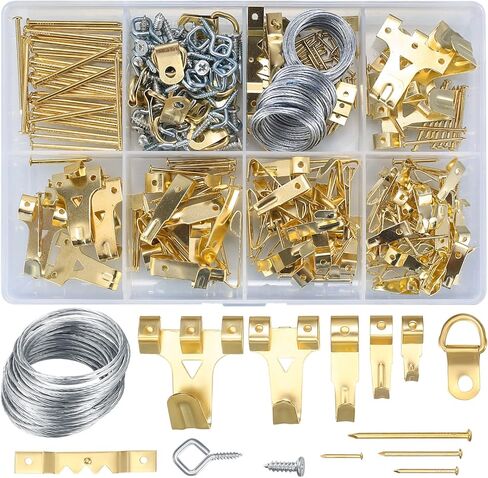 مجموعة تعليق الصور من 300 قطعة، خطافات شديدة التحمل لاطارات الصور مع مسامير، ادوات شماعات صور، خطافات للتعليق على الحائط لتعليق الصور in Kuwait