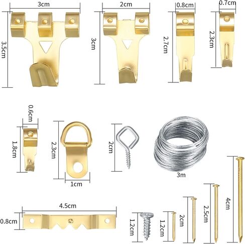 مجموعة تعليق الصور من 300 قطعة، خطافات شديدة التحمل لاطارات الصور مع مسامير، ادوات شماعات صور، خطافات للتعليق على الحائط لتعليق الصور in Kuwait
