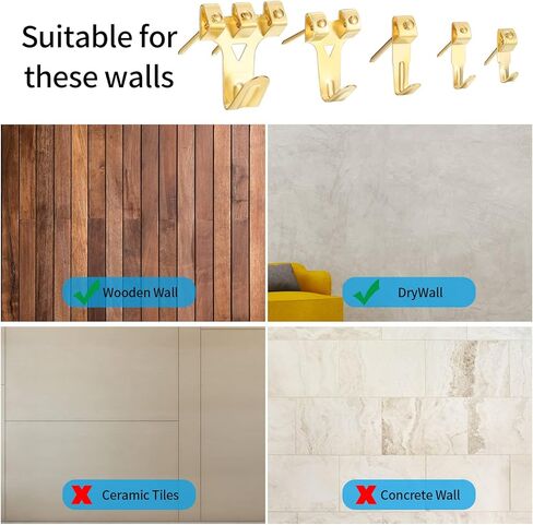 مجموعة تعليق الصور من 300 قطعة، خطافات شديدة التحمل لاطارات الصور مع مسامير، ادوات شماعات صور، خطافات للتعليق على الحائط لتعليق الصور in Kuwait