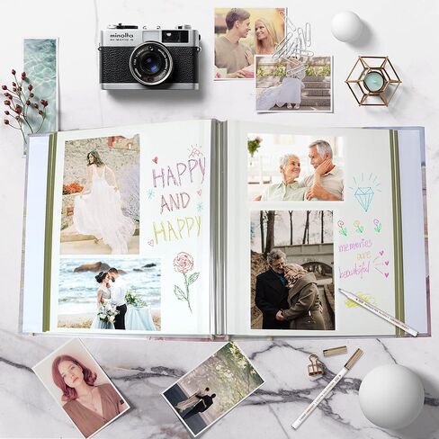 ألبوم صور هولوري لاصق ذاتي 4 × 6 5 × 7 3 × 5 8 × 10 سجل قصاصات مغناطيسية ذاتية اللصق صفحة يدوية الصنع ألبوم كتاب الخردة بنفسك، غطاء كتاب مطبوع تصميم رخامي مع قلم معدني in Kuwait
