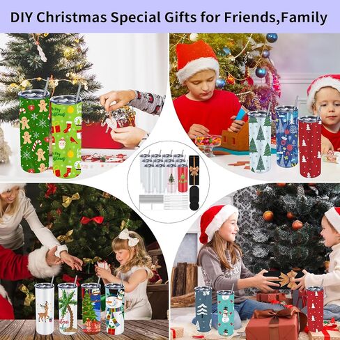 Needbrock Sublimation Tumblers Blank 20oz, 12 Pack Straight Skinny Sublimation Cups Blank, Double-Walled Insulated Sublimation Tumblers Blank White with Individually Gift, Lids, Straw, Rubber Bottoms, in Kuwait