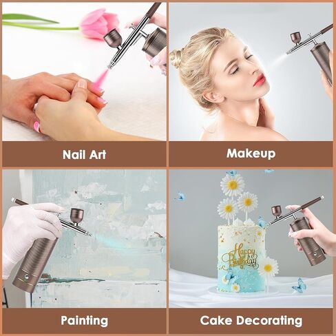 Rhinowisdom Airbrush Kit with Compressor - Nail Airbrush Machine Airbrush for Nails Airbrush Gun kit, Portable Airbrushes Air Brush Set for Painting, Tattoo, Nail Art, Model Coloring, Makeup, Cake in Kuwait