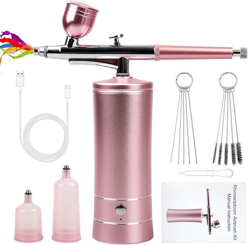 Airbrush-Kit Upgraded with Air Compressor, Portable Cordless Auto Airbrush, Rechargeable Handheld Airbrush Set for Makeup, Nail Art, Model Coloring,Cake Decor, Tattoo in Kuwait
