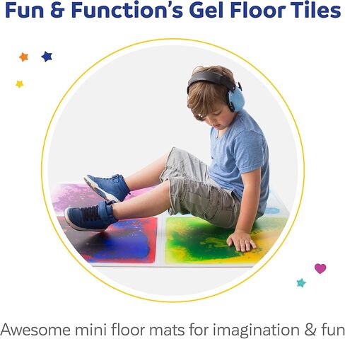 Fun And Function – Gel Floor Tiles - Large (20 x 20 Inch) Liquid Floor Tiles for Sensory Needs – Sensory Floor Tiles for School, Office, Clinic Floor -Blue - 1 Pack – Ages 3+ in Kuwait