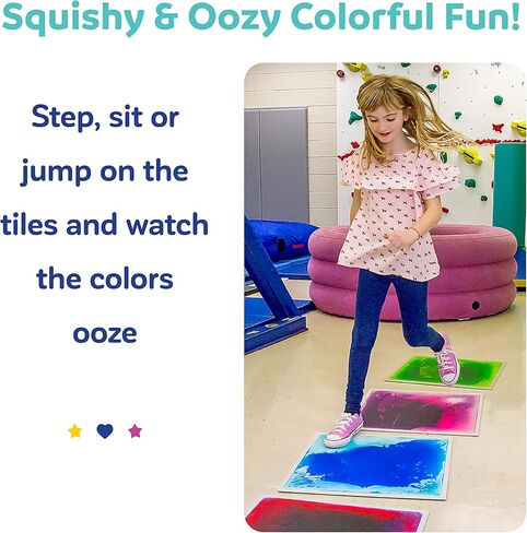 Fun And Function – Gel Floor Tiles - Large (20 x 20 Inch) Liquid Floor Tiles for Sensory Needs – Sensory Floor Tiles for School, Office, Clinic Floor -Blue - 1 Pack – Ages 3+ in Kuwait
