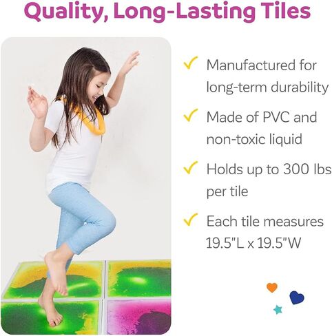 Fun And Function – Gel Floor Tiles - Large (20 x 20 Inch) Liquid Floor Tiles for Sensory Needs – Sensory Floor Tiles for School, Office, Clinic Floor -Blue - 1 Pack – Ages 3+ in Kuwait