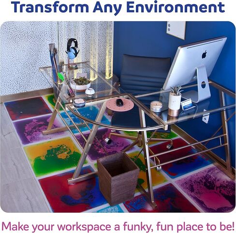 Fun And Function – Gel Floor Tiles - Large (20 x 20 Inch) Liquid Floor Tiles for Sensory Needs – Sensory Floor Tiles for School, Office, Clinic Floor -Blue - 1 Pack – Ages 3+ in Kuwait